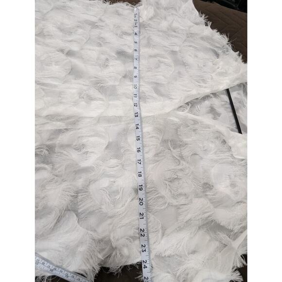 White gauzy eyelash fringe collared buttoned dress w/3/4 length sleeves XL - Picture 6 of 9